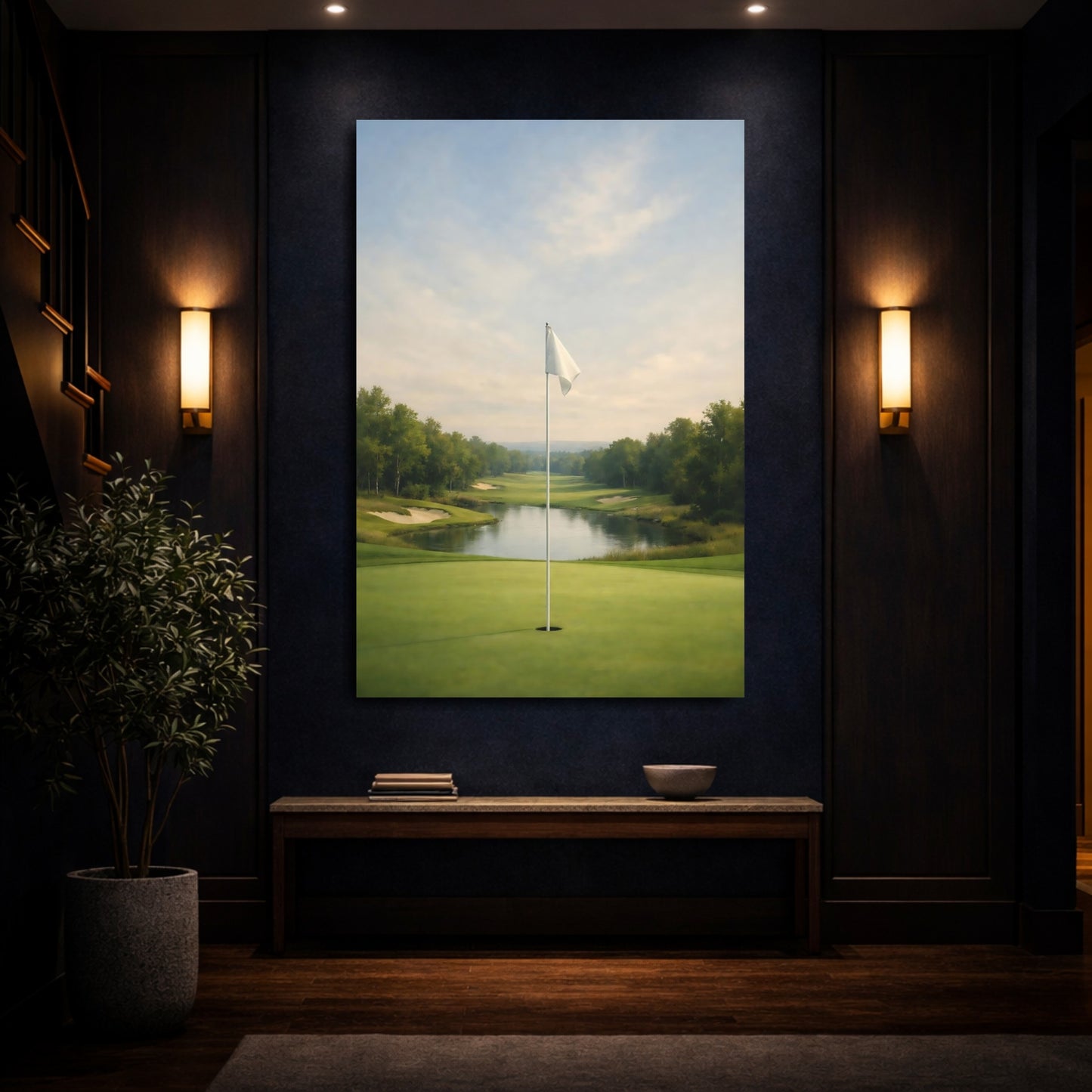 Mockup 3. Sports Golf Course Green Golf Course shown as stretched canvas wall art