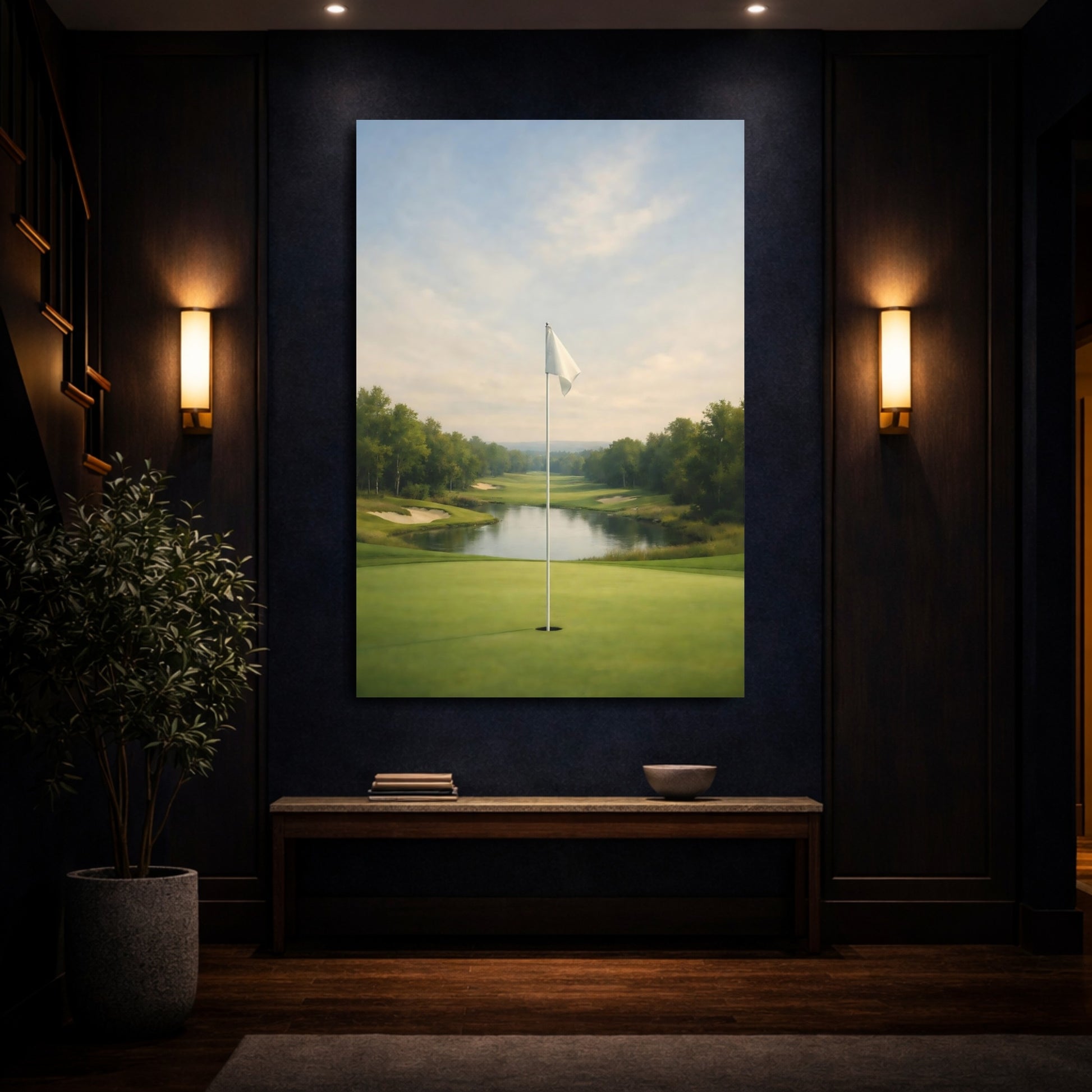 Mockup 3. Sports Golf Course Green Golf Course shown as stretched canvas wall art