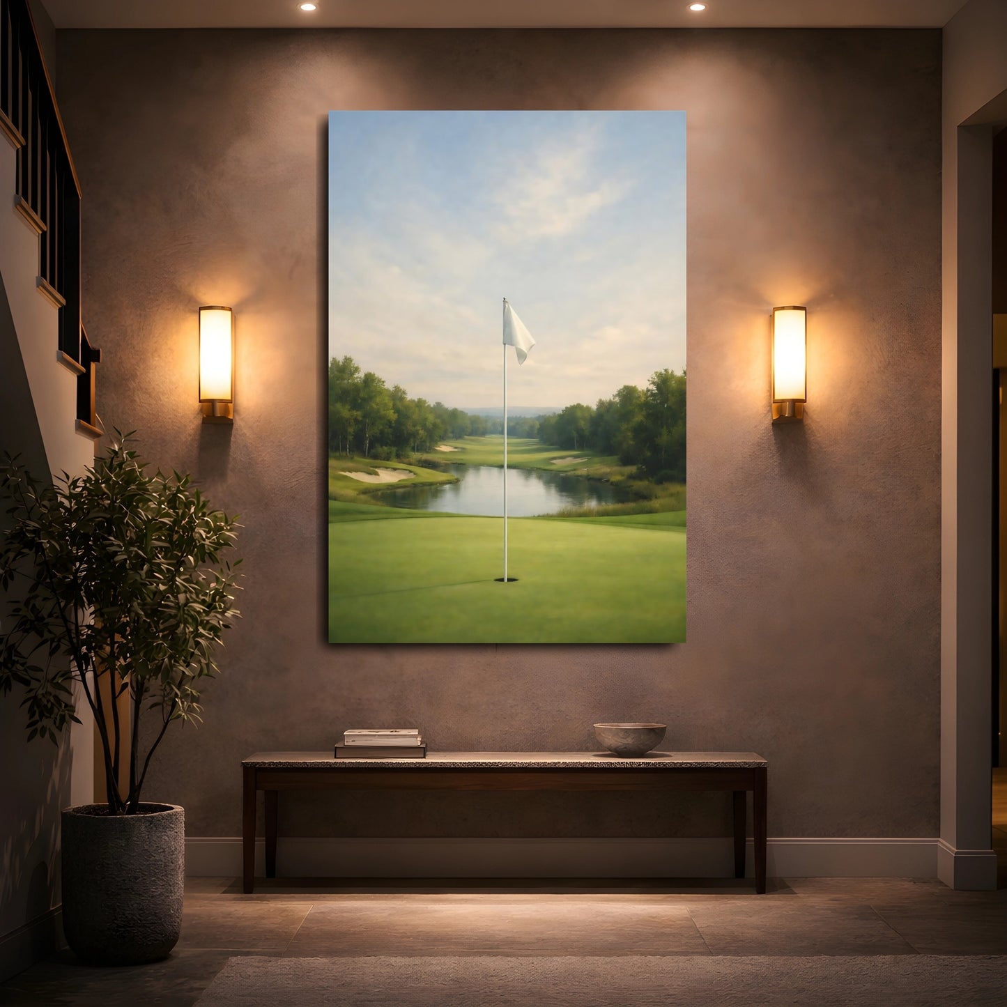 Mockup 4. Sports Golf Course Green Golf Course shown as stretched canvas wall art