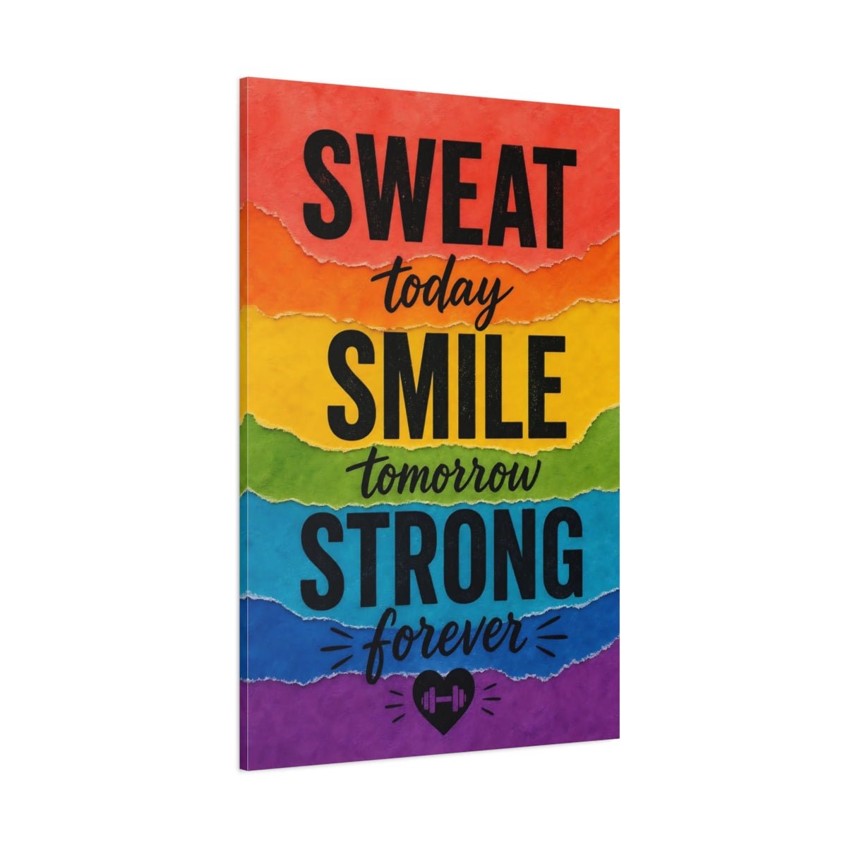Sports Motivational Quote Rainbow Canvas Print – Gym, Feature Wall, - YesArtYes
