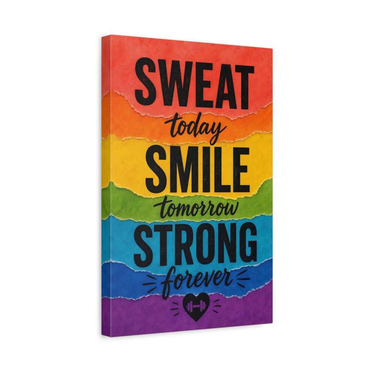 Sports Motivational Quote Rainbow Canvas Print – Gym, Feature Wall, - YesArtYes