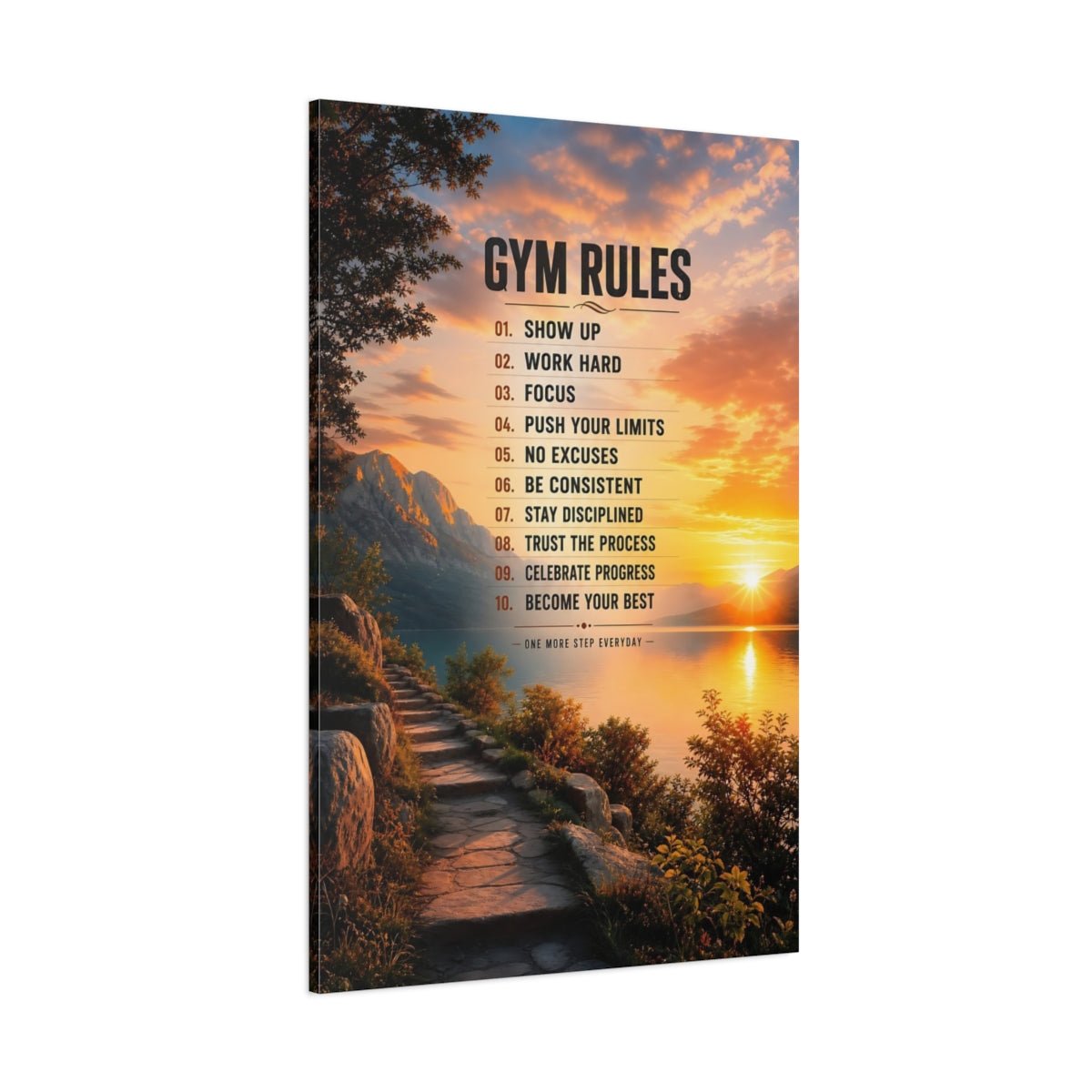 Sports Motivational Rules Sunset Canvas Wall Art Print – Office Decor, Behind Desk - YesArtYes