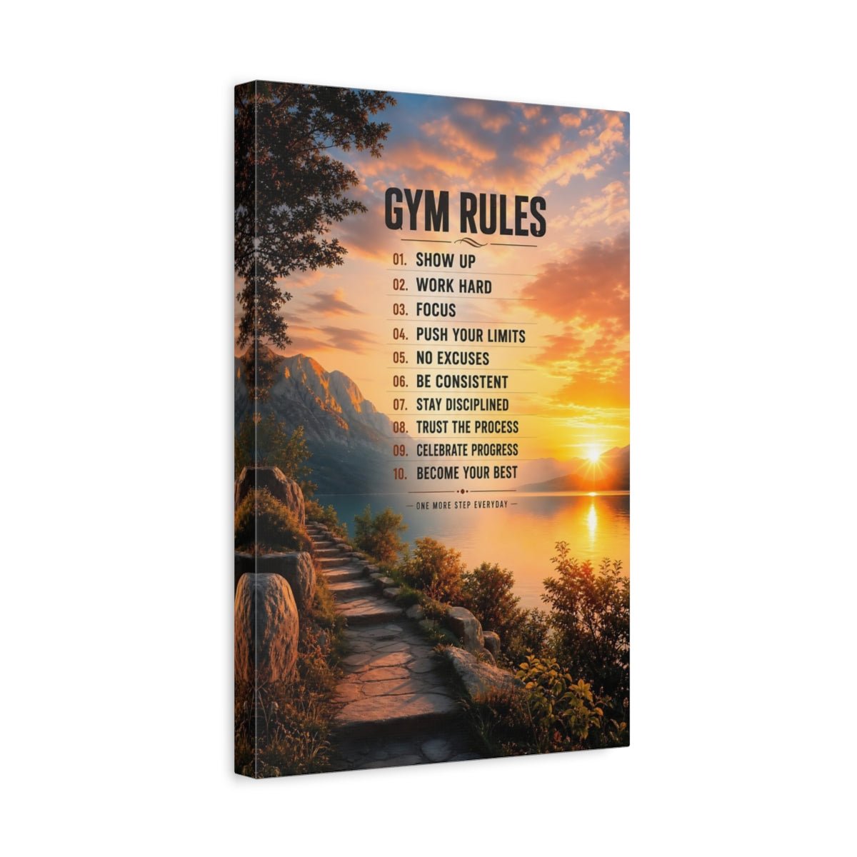 Sports Motivational Rules Sunset Canvas Wall Art Print – Office Decor, Behind Desk - YesArtYes