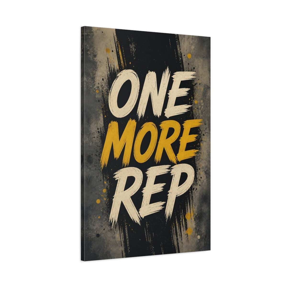 Main Mockup. Sports Motivational Text Black Yellow shown as stretched canvas wall art