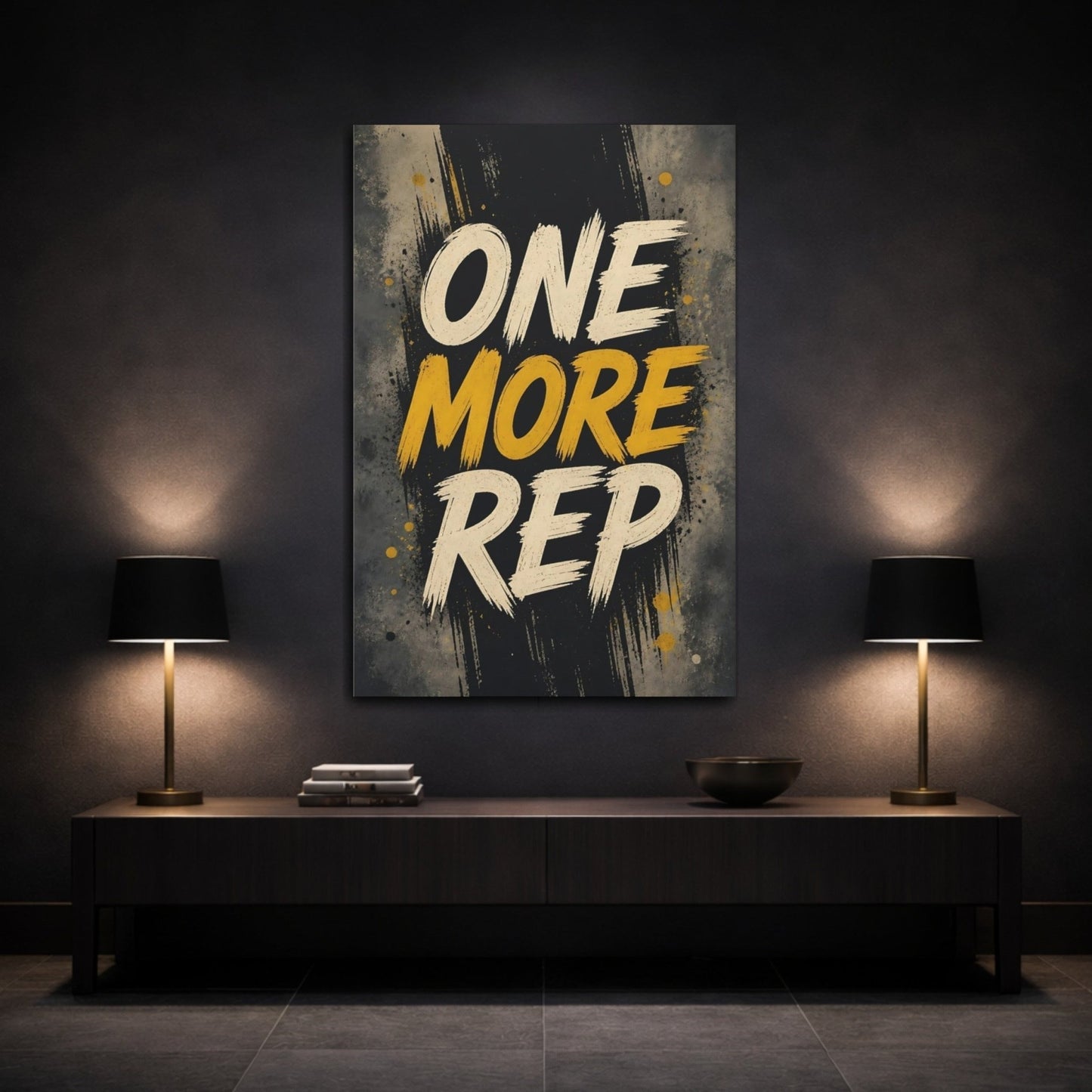Sports Motivational Text Black Yellow Canvas Wall Art Print – Gym Decor, Feature - YesArtYes