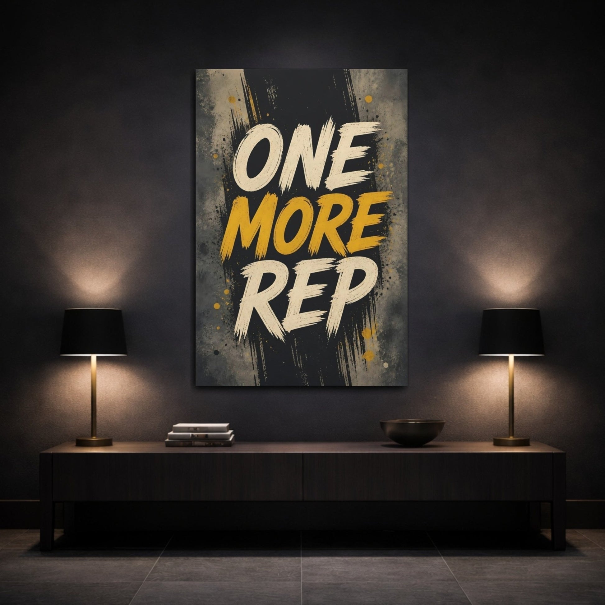 Sports Motivational Text Black Yellow Canvas Wall Art Print – Gym Decor, Feature - YesArtYes