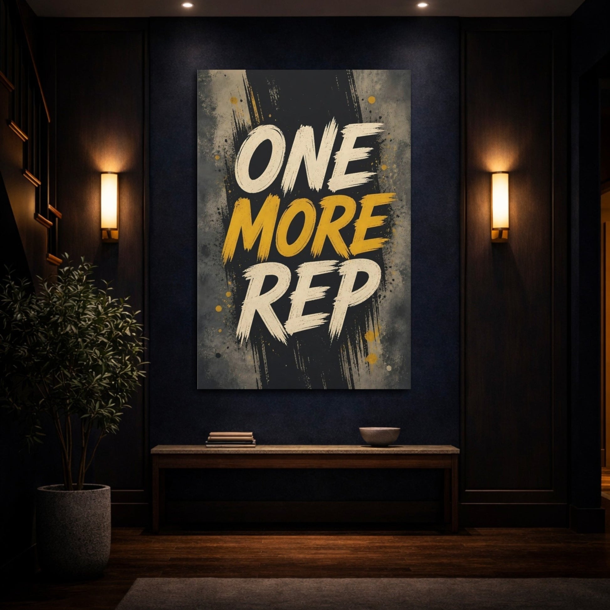 Sports Motivational Text Black Yellow Canvas Wall Art Print – Gym Decor, Feature - YesArtYes