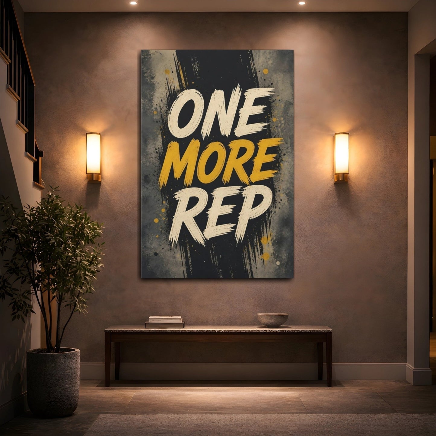 Sports Motivational Text Black Yellow Canvas Wall Art Print – Gym Decor, Feature - YesArtYes