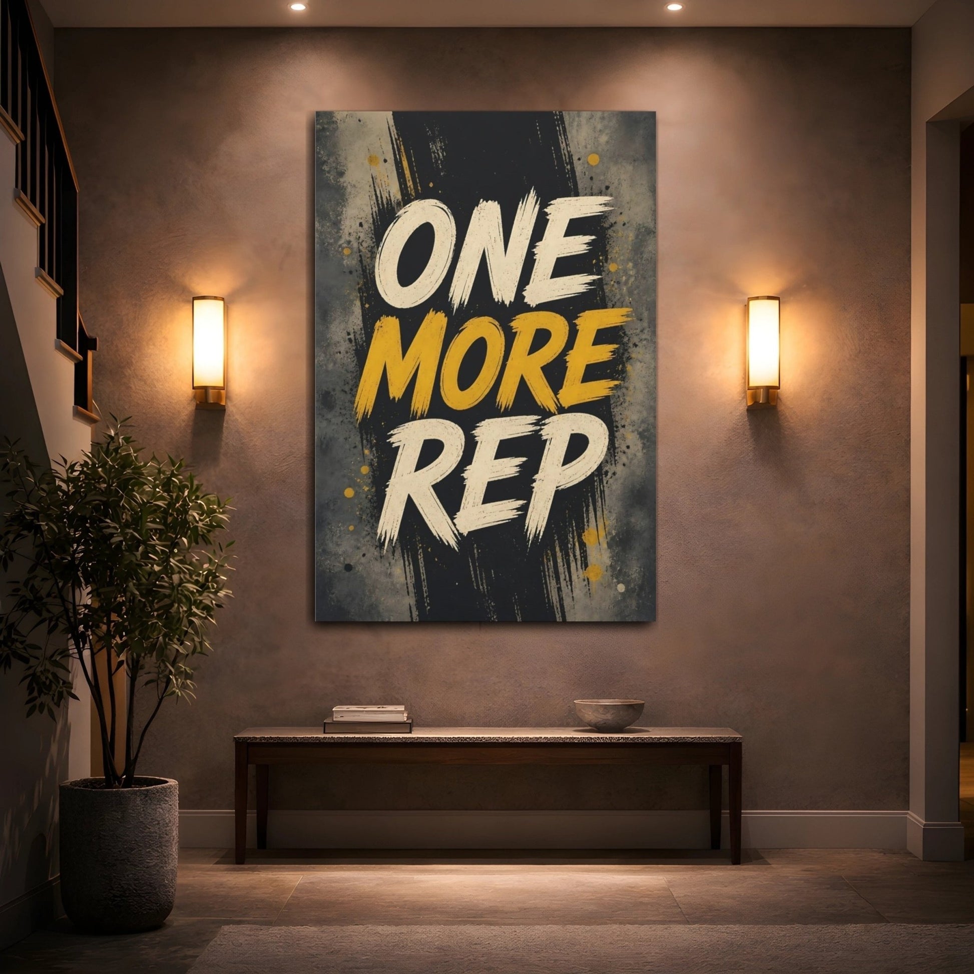 Sports Motivational Text Black Yellow Canvas Wall Art Print – Gym Decor, Feature - YesArtYes