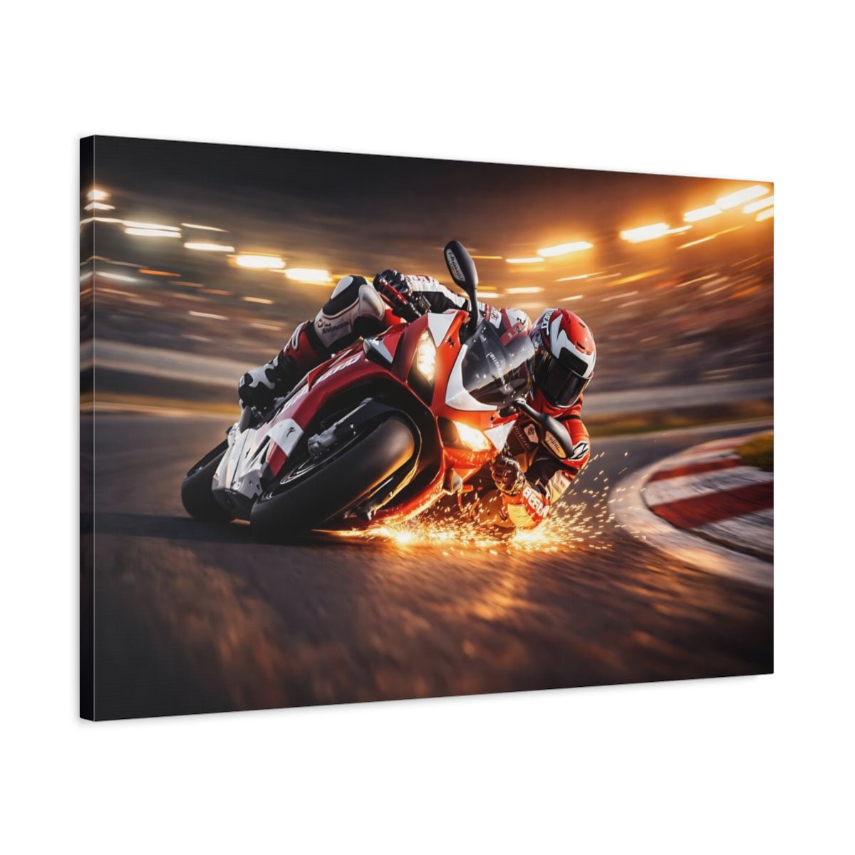Sports Motorcycle Racer Red Racing - Canvas Wall Art Print - YesArtYes