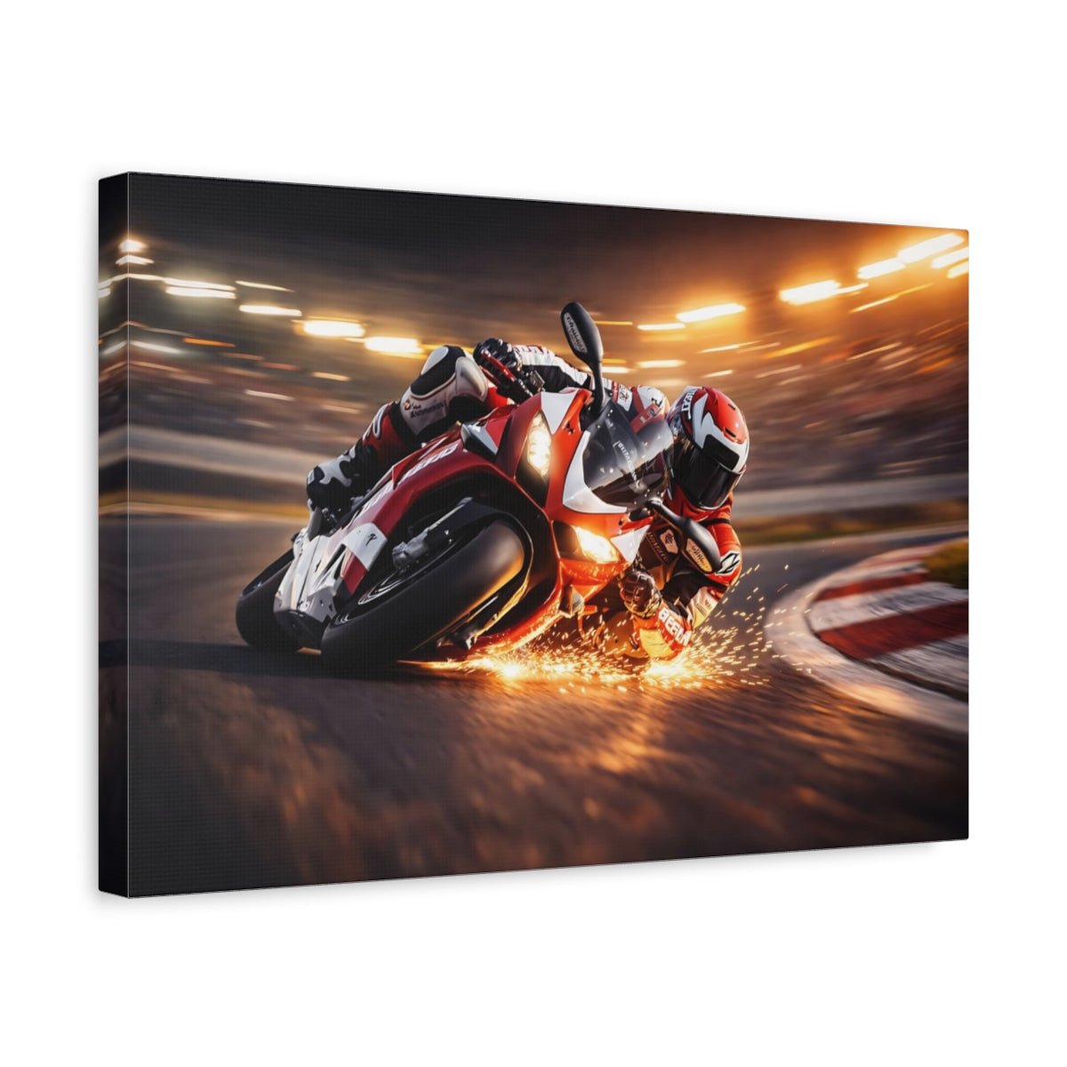Sports Motorcycle Racer Red Racing - Canvas Wall Art Print - YesArtYes
