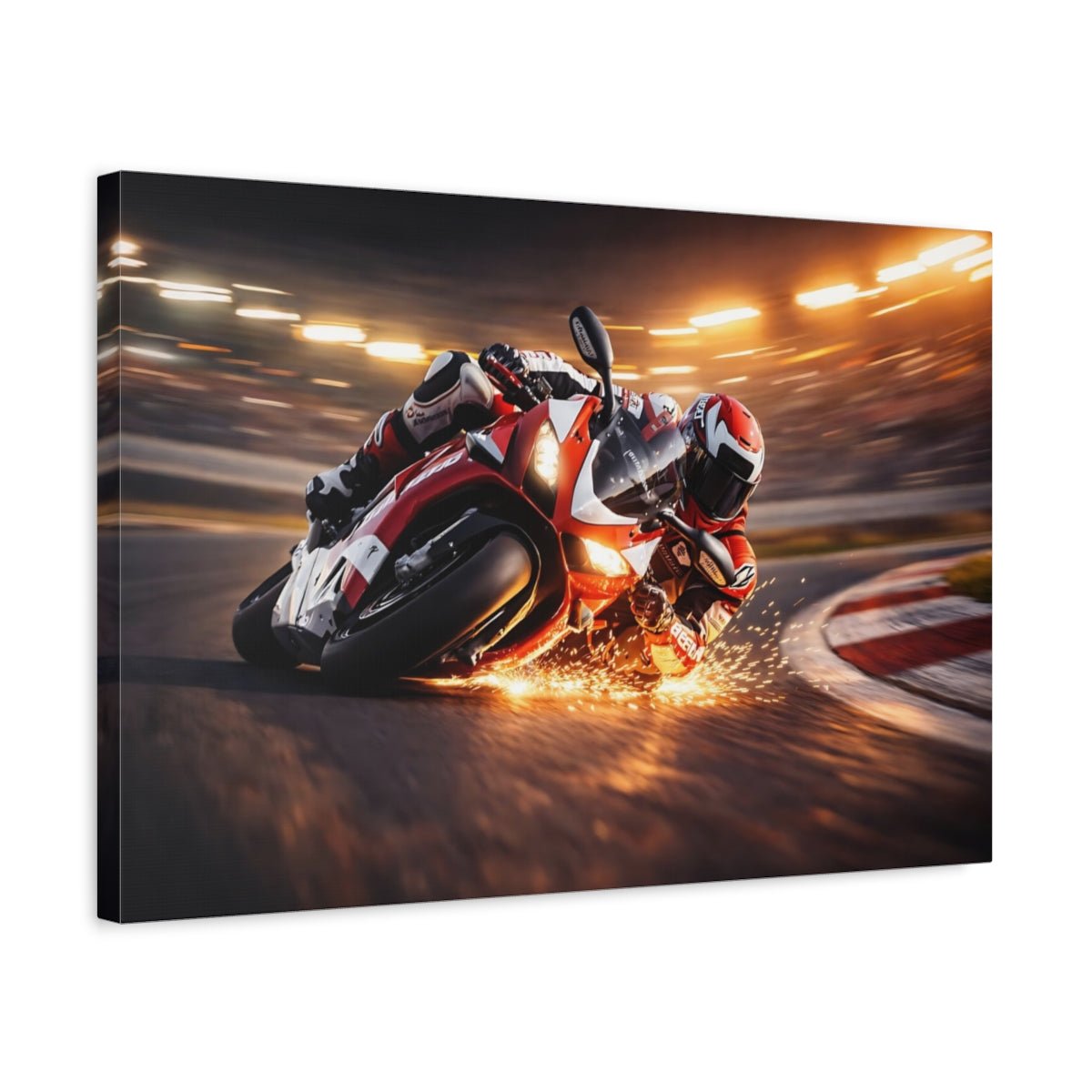 Sports Motorcycle Racer Red Racing - Canvas Wall Art Print - YesArtYes