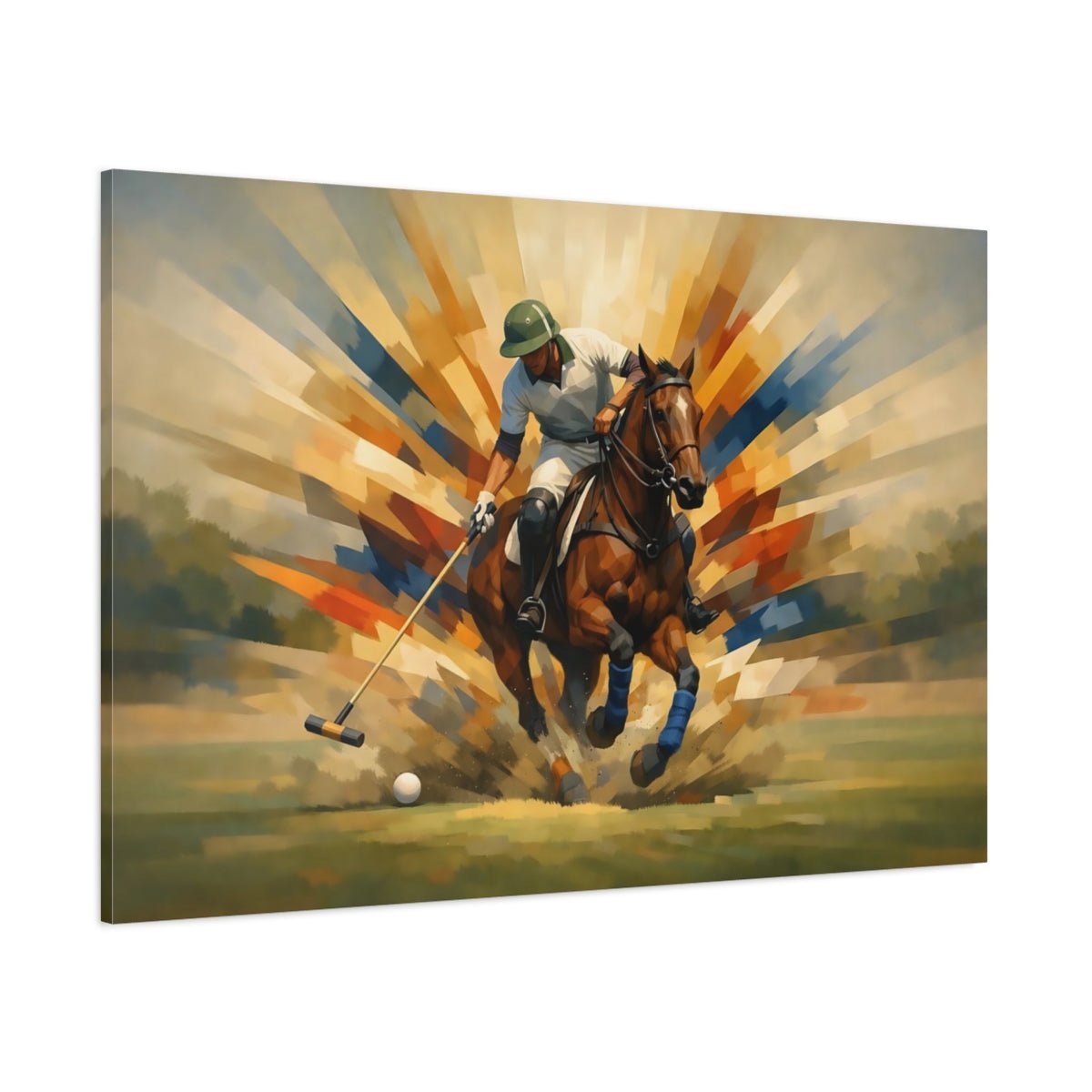 Sports Polo Player Action - Canvas Wall Art Print - YesArtYes
