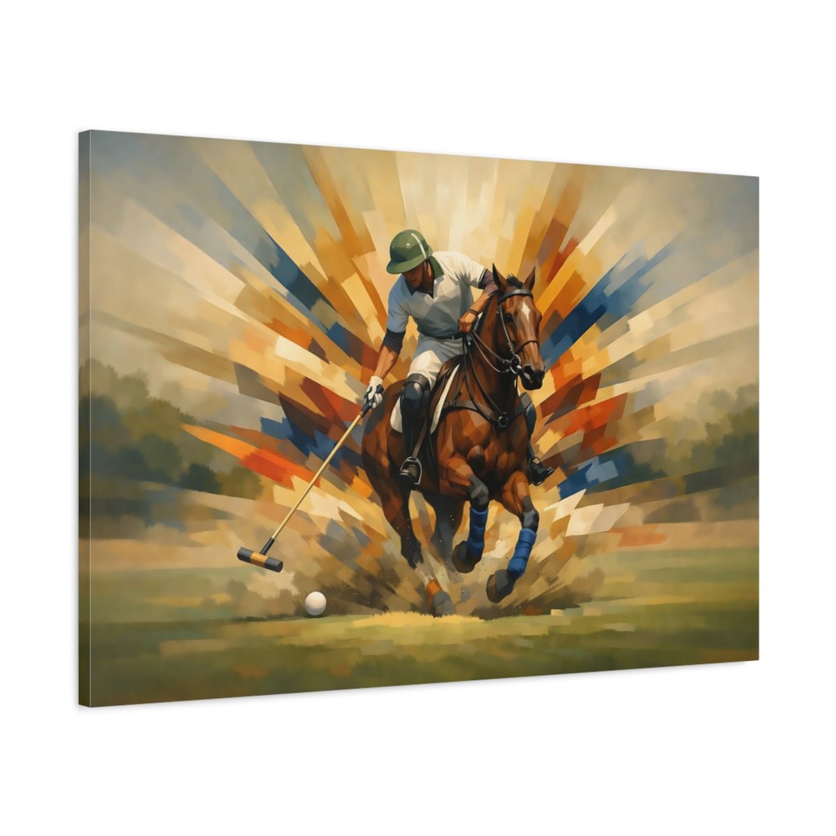 Sports Polo Player Action - Canvas Wall Art Print - YesArtYes