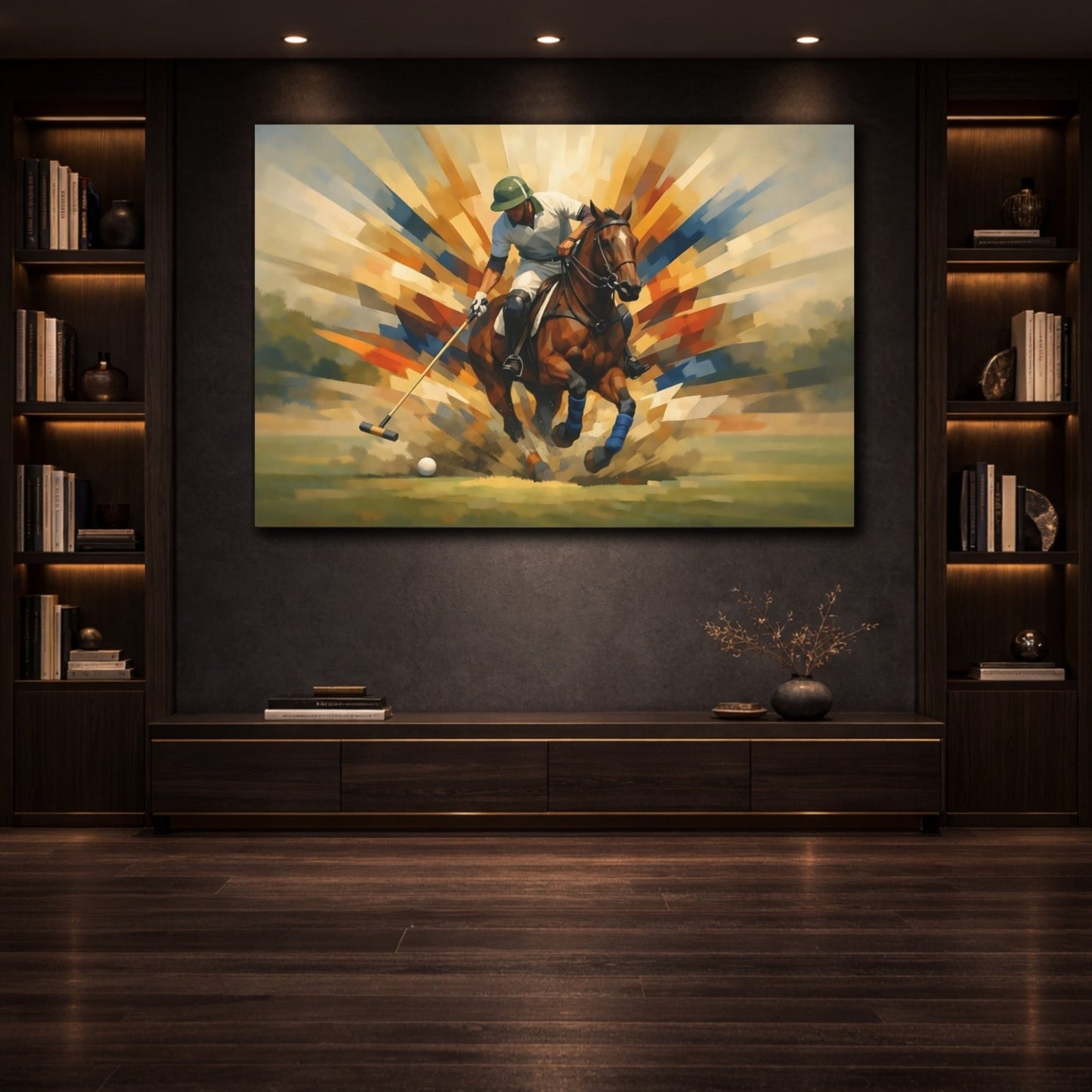 Sports Polo Player Action - Canvas Wall Art Print - YesArtYes