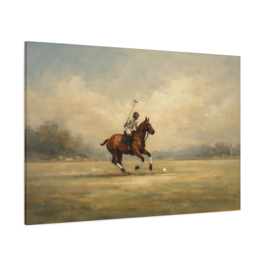 Main Mockup. Sports Polo Player Brown Polo Player shown as stretched canvas wall art