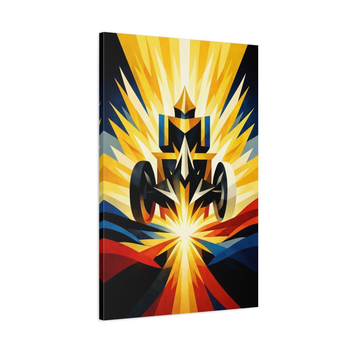 Sports Race Car Gold Blue Abstract - Canvas Wall Art Print - YesArtYes