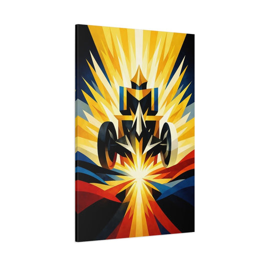 Sports Race Car Gold Blue Abstract - Canvas Wall Art Print - YesArtYes