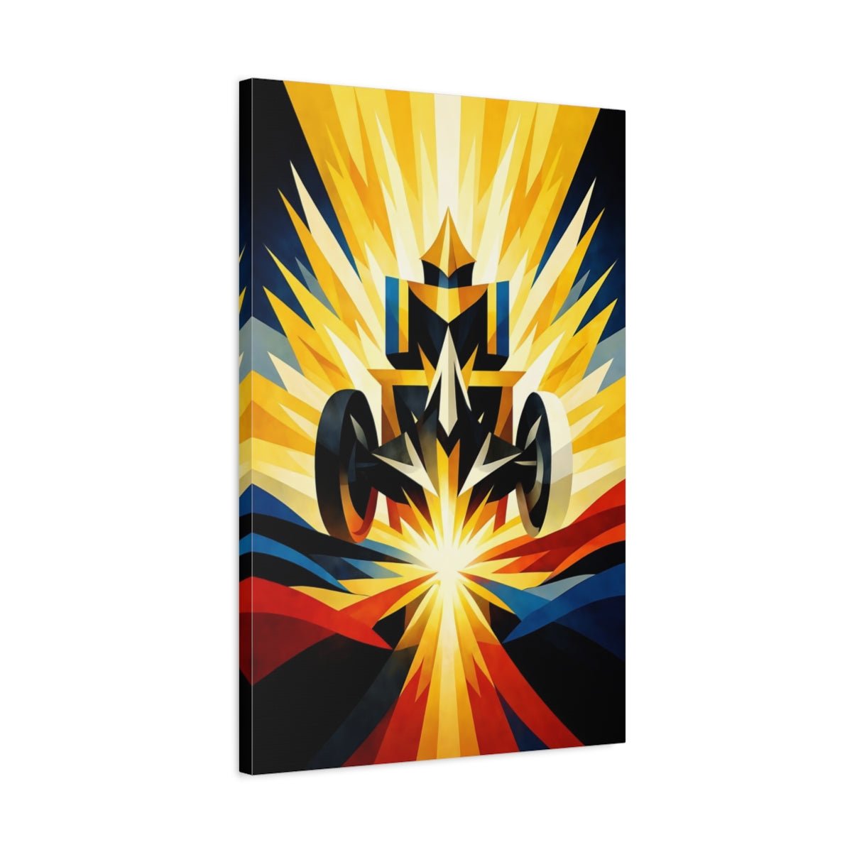 Sports Race Car Gold Blue Abstract - Canvas Wall Art Print - YesArtYes