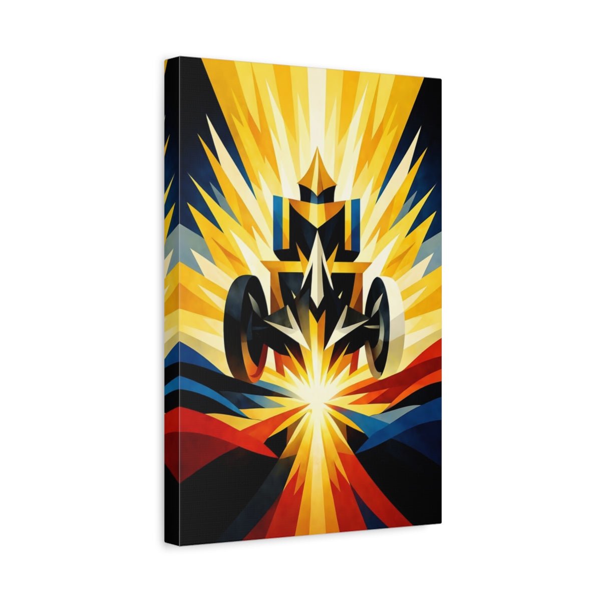 Sports Race Car Gold Blue Abstract - Canvas Wall Art Print - YesArtYes