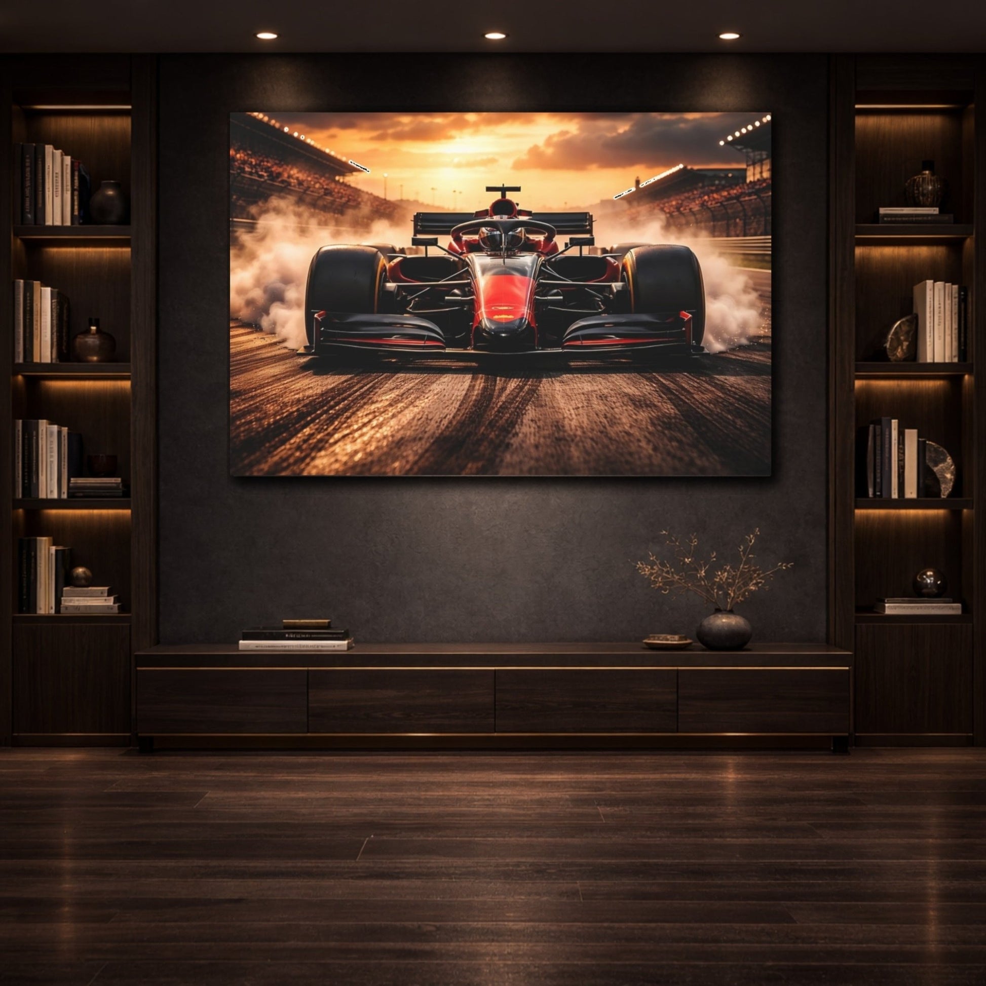 Sports Race Car Red Sunset - Canvas Wall Art Print - YesArtYes