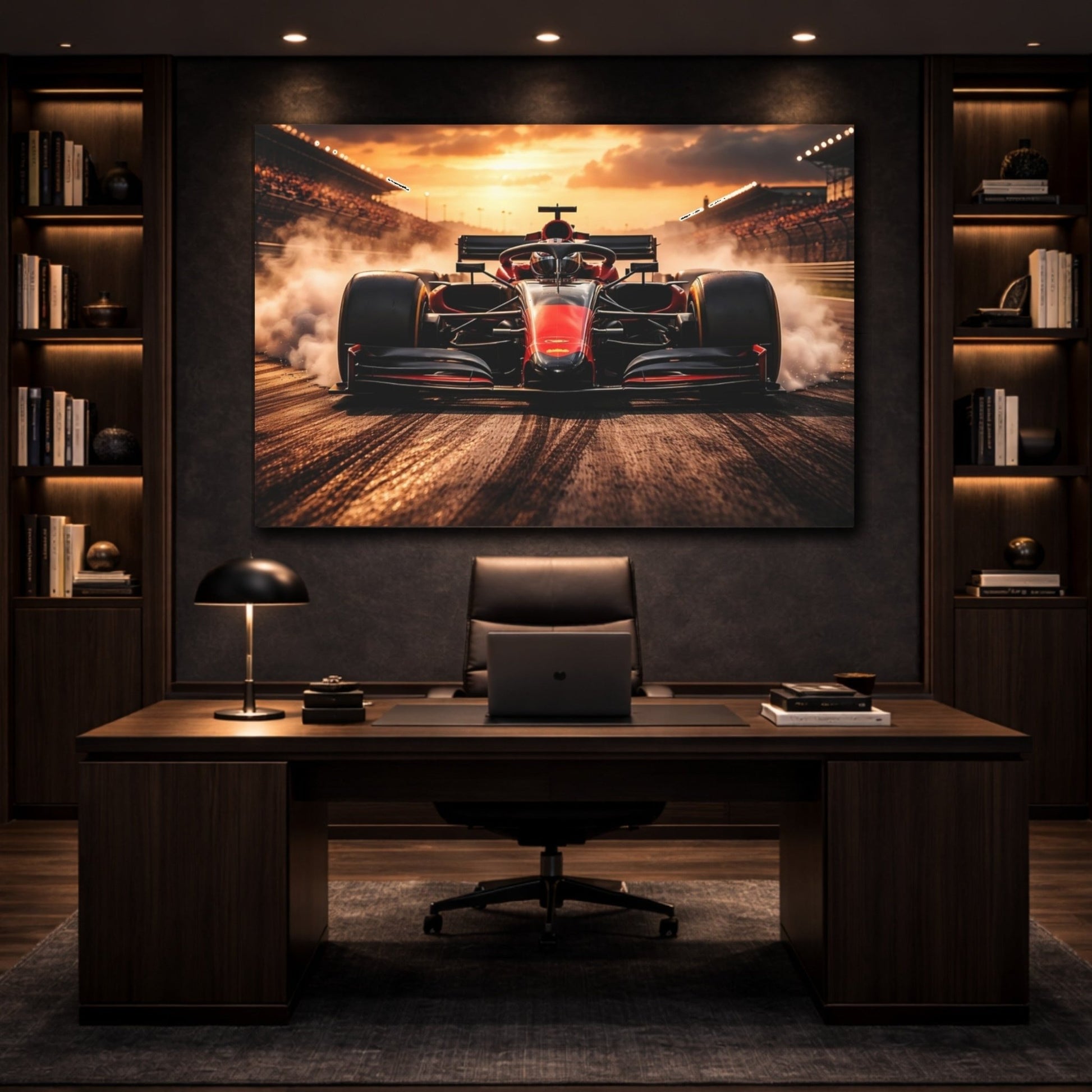 Sports Race Car Red Sunset - Canvas Wall Art Print - YesArtYes