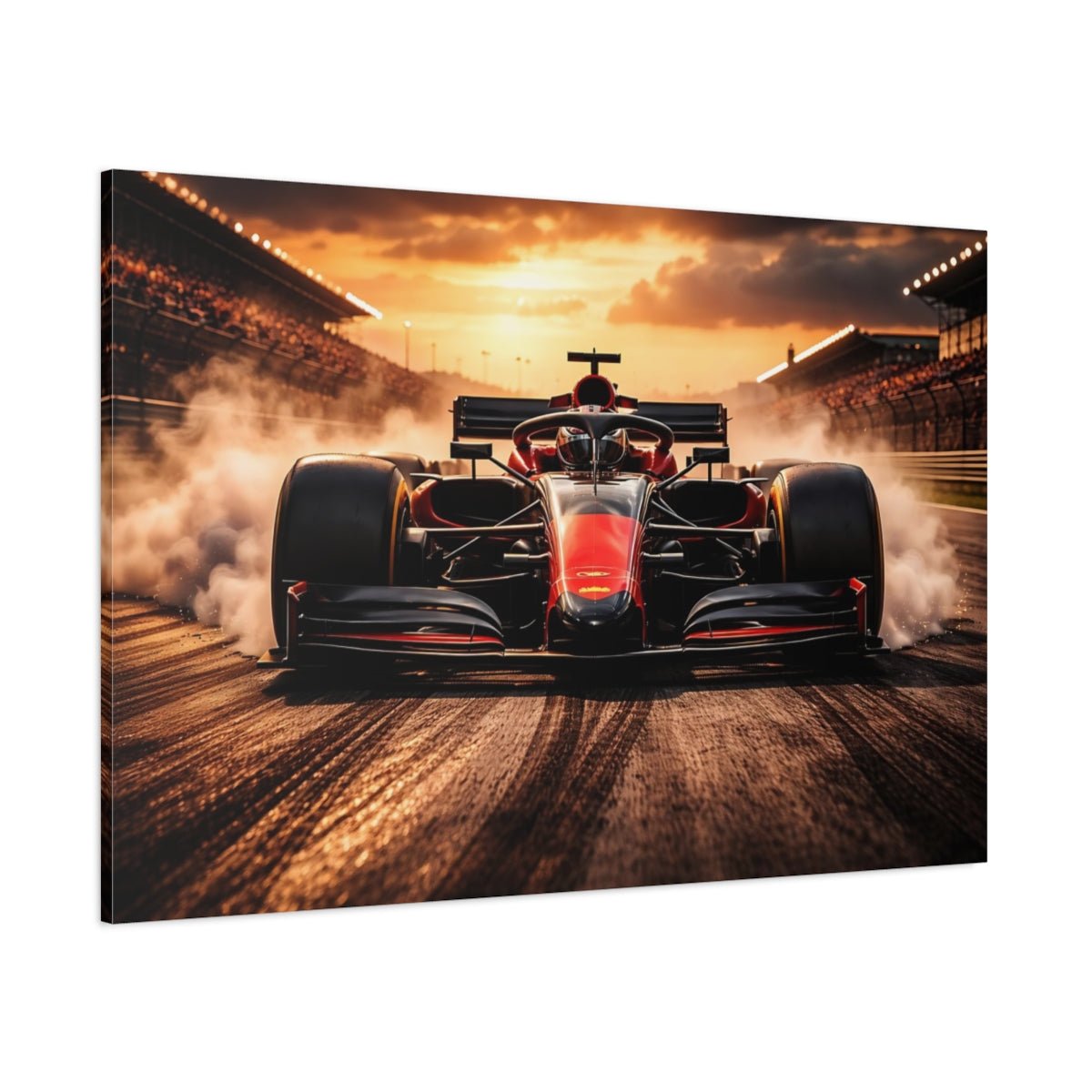 Sports Race Car Red Sunset - Canvas Wall Art Print - YesArtYes