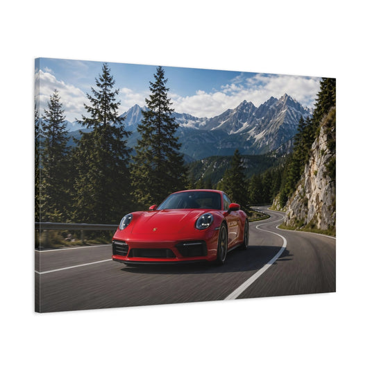 Main Mockup. Sports Red Sports Car Red Car Landscape shown as stretched canvas wall art