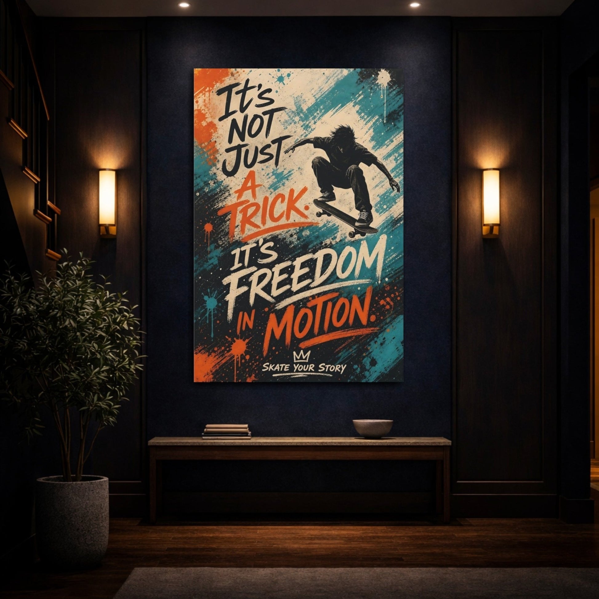 Sports Skateboarder Freedom Canvas Print – Street Art Teen's Room, Gallery Wall - YesArtYes