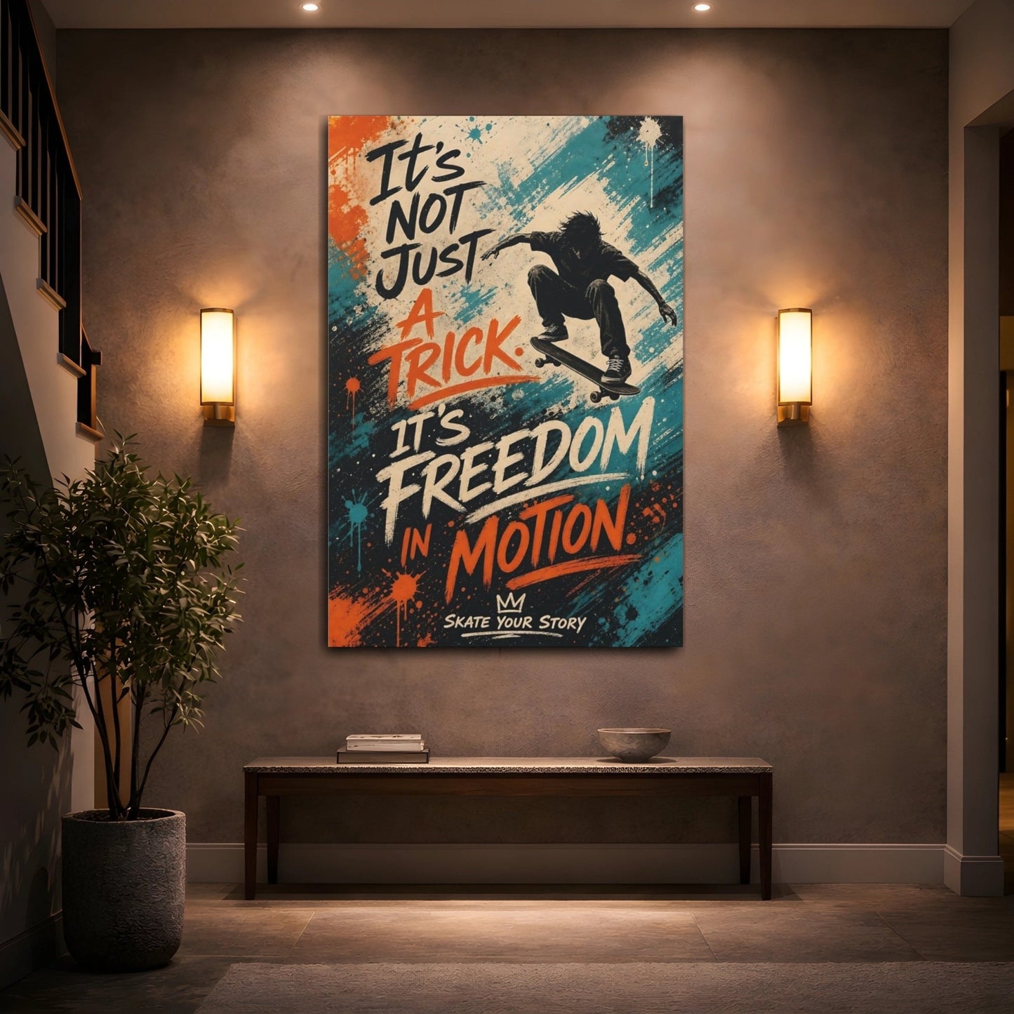 Sports Skateboarder Freedom Canvas Print – Street Art Teen's Room, Gallery Wall - YesArtYes