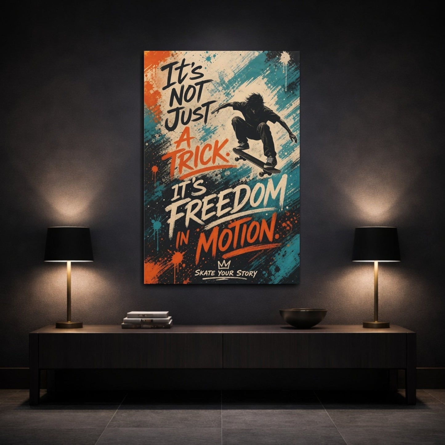 Sports Skateboarder Freedom Canvas Print – Street Art Teen's Room, Gallery Wall - YesArtYes