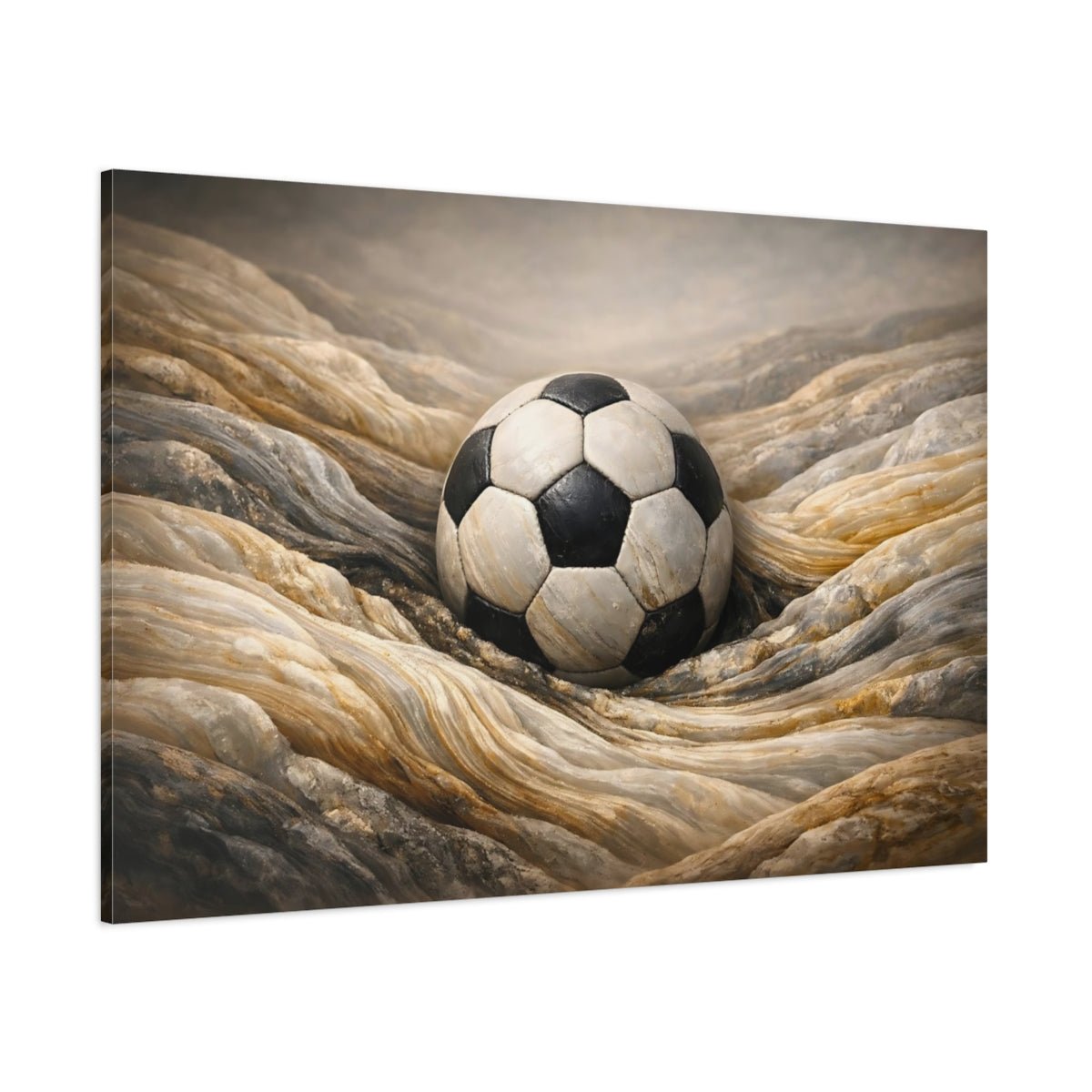 Sports Soccer Ball Brown And Black - Canvas Wall Art Print - YesArtYes