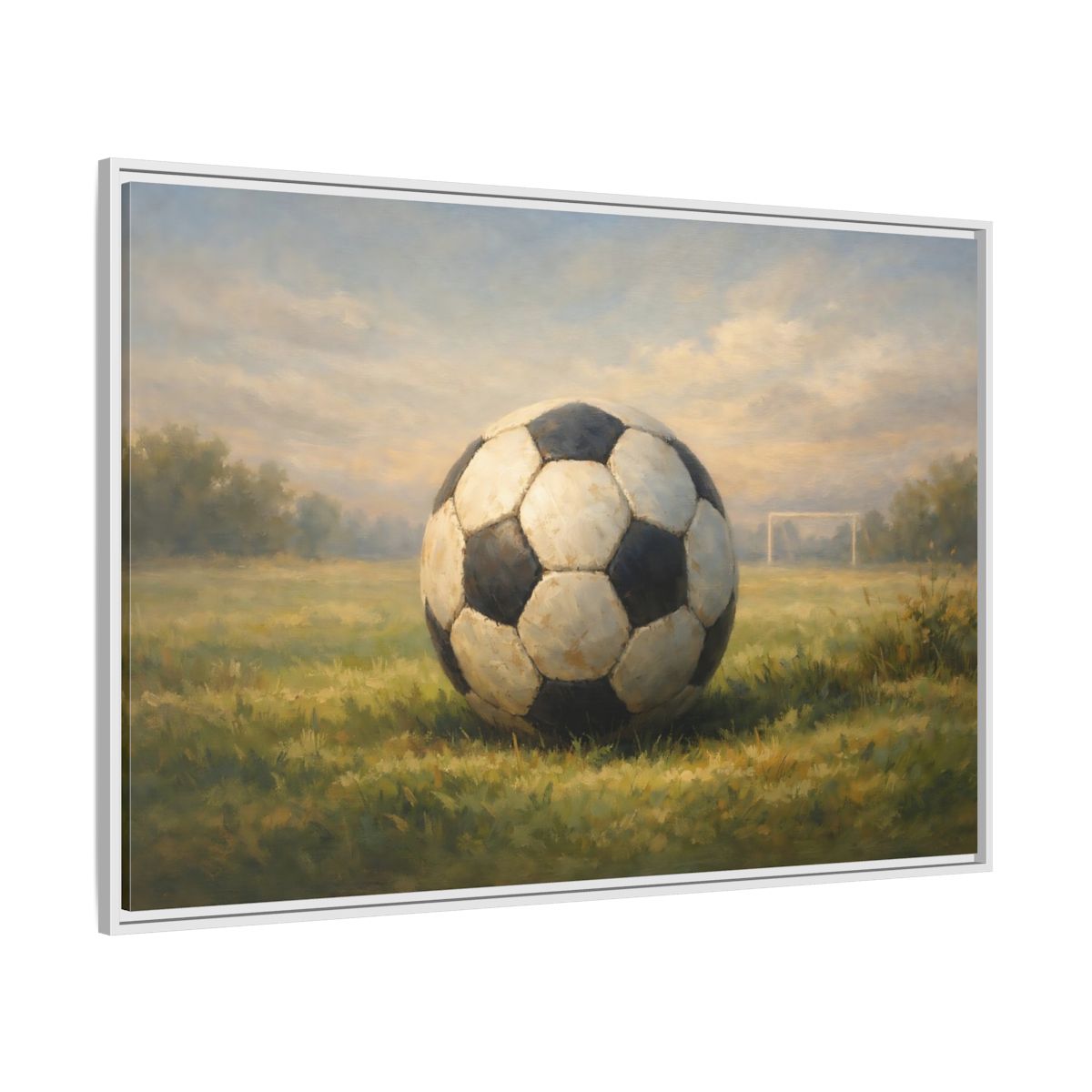 Side Mockup 7. Sports Soccer Ball Soccer Field shown as stretched canvas wall art