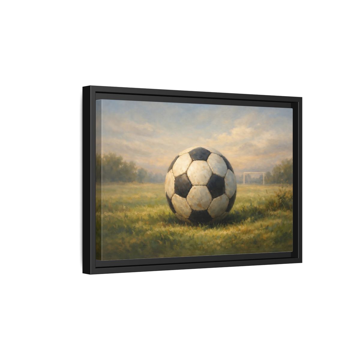 Side Mockup 6. Sports Soccer Ball Soccer Field shown as stretched canvas wall art