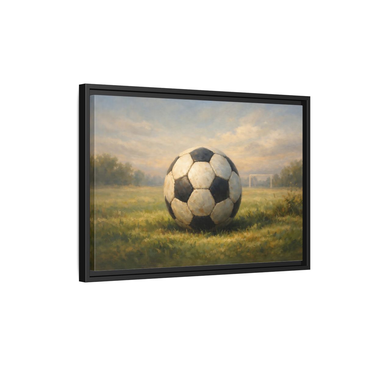 Side Mockup 3. Sports Soccer Ball Soccer Field shown as stretched canvas wall art
