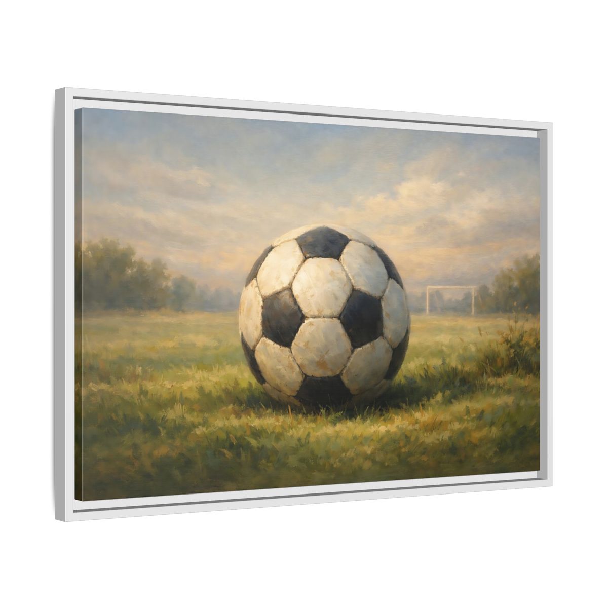 Side Mockup 10. Sports Soccer Ball Soccer Field shown as stretched canvas wall art