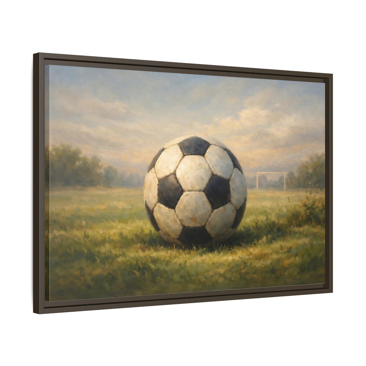 Side Mockup 11. Sports Soccer Ball Soccer Field shown as stretched canvas wall art