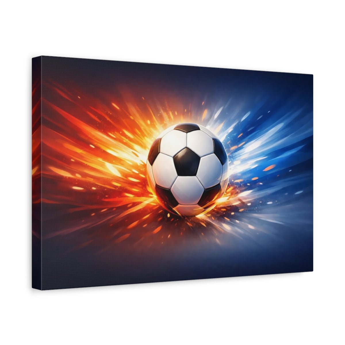 Sports Soccer Ball Orange Blue - Canvas Wall Art Print - YesArtYes