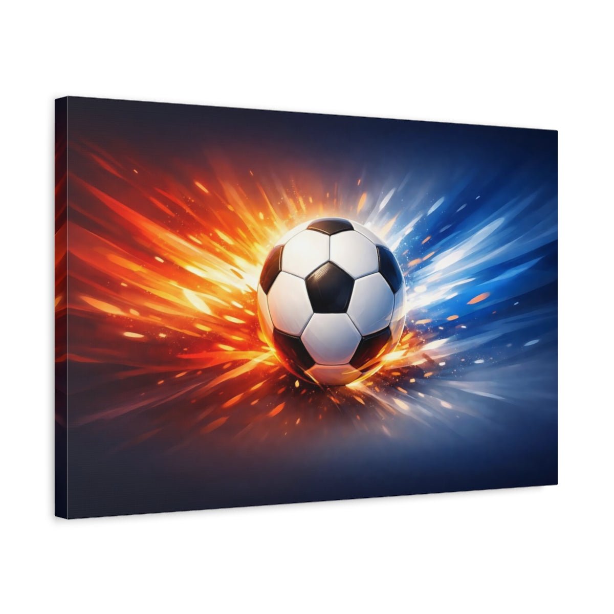 Sports Soccer Ball Orange Blue - Canvas Wall Art Print - YesArtYes