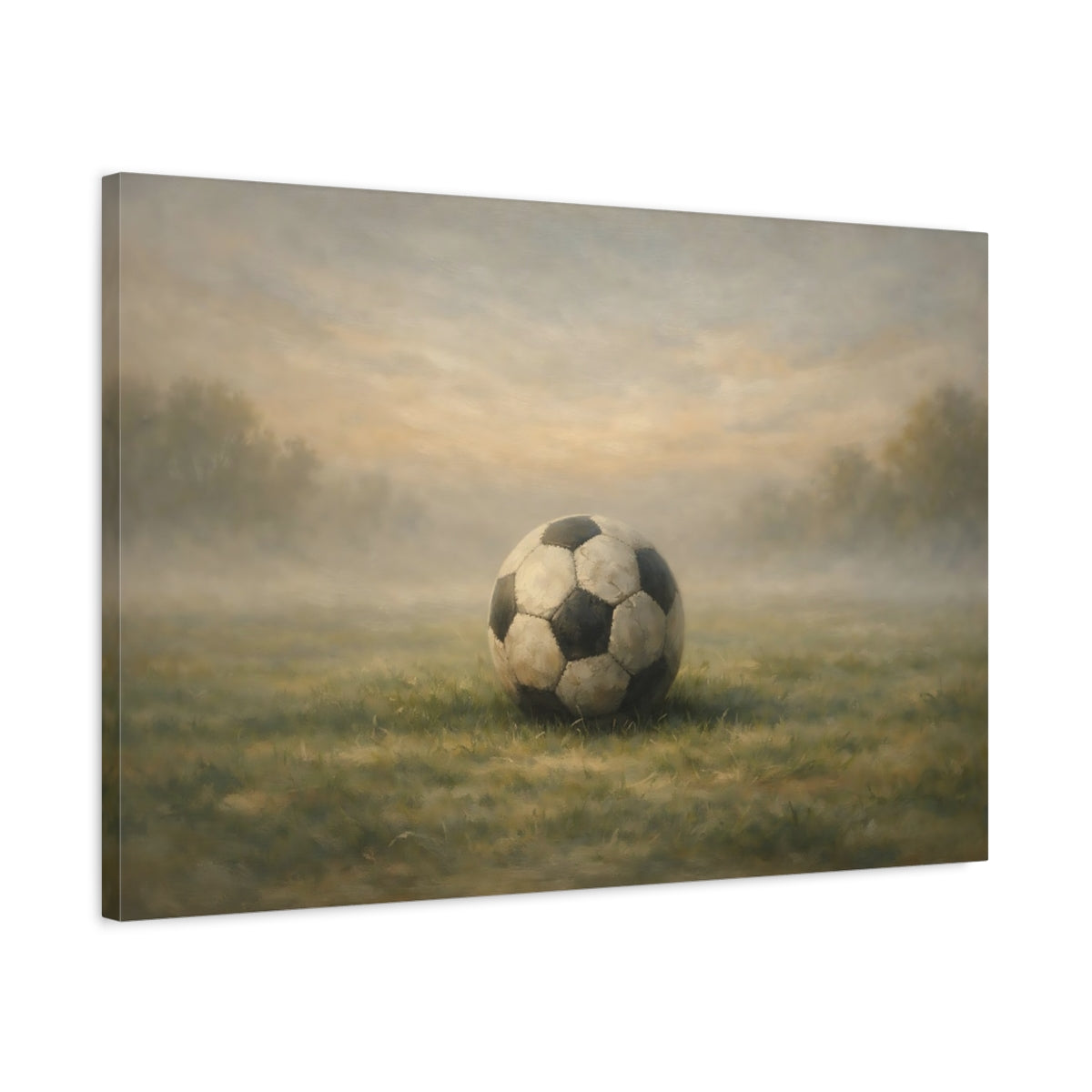 Side Mockup 2. Sports Soccer Ball Vintage Soccer Ball shown as stretched canvas wall art