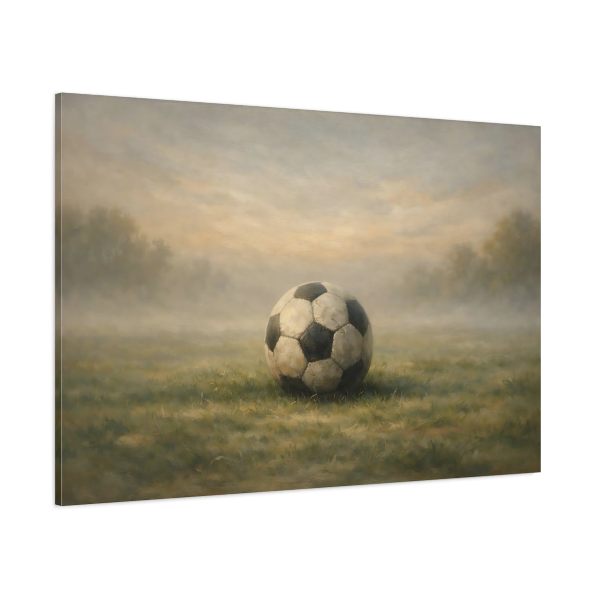 Main Mockup. Sports Soccer Ball Vintage Soccer Ball shown as stretched canvas wall art