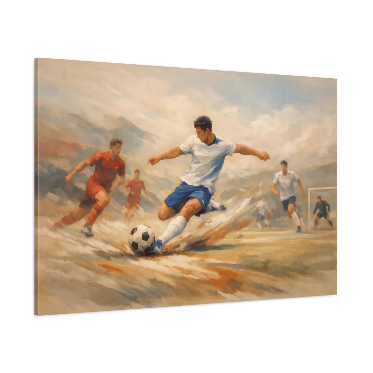 Sports Soccer Player Dynamic Soccer shown as stretched canvas wall art