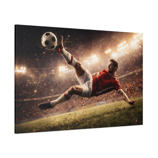 Sports Soccer Player Soccer Player Kick shown as stretched canvas wall art
