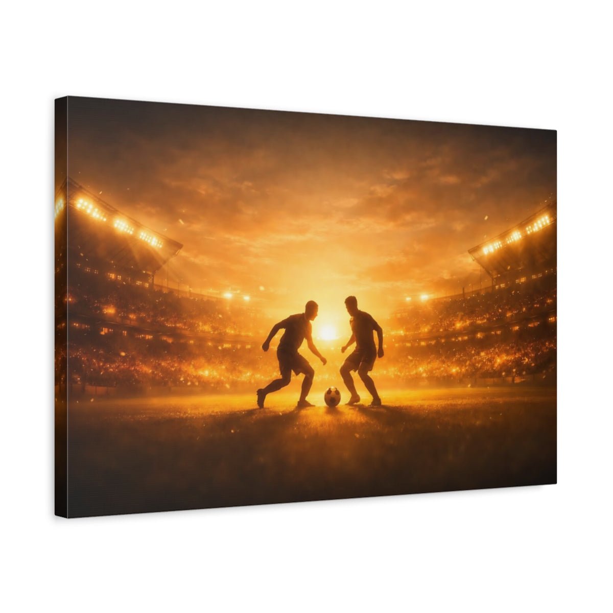 Sports Soccer Players Golden - Canvas Wall Art Print - YesArtYes