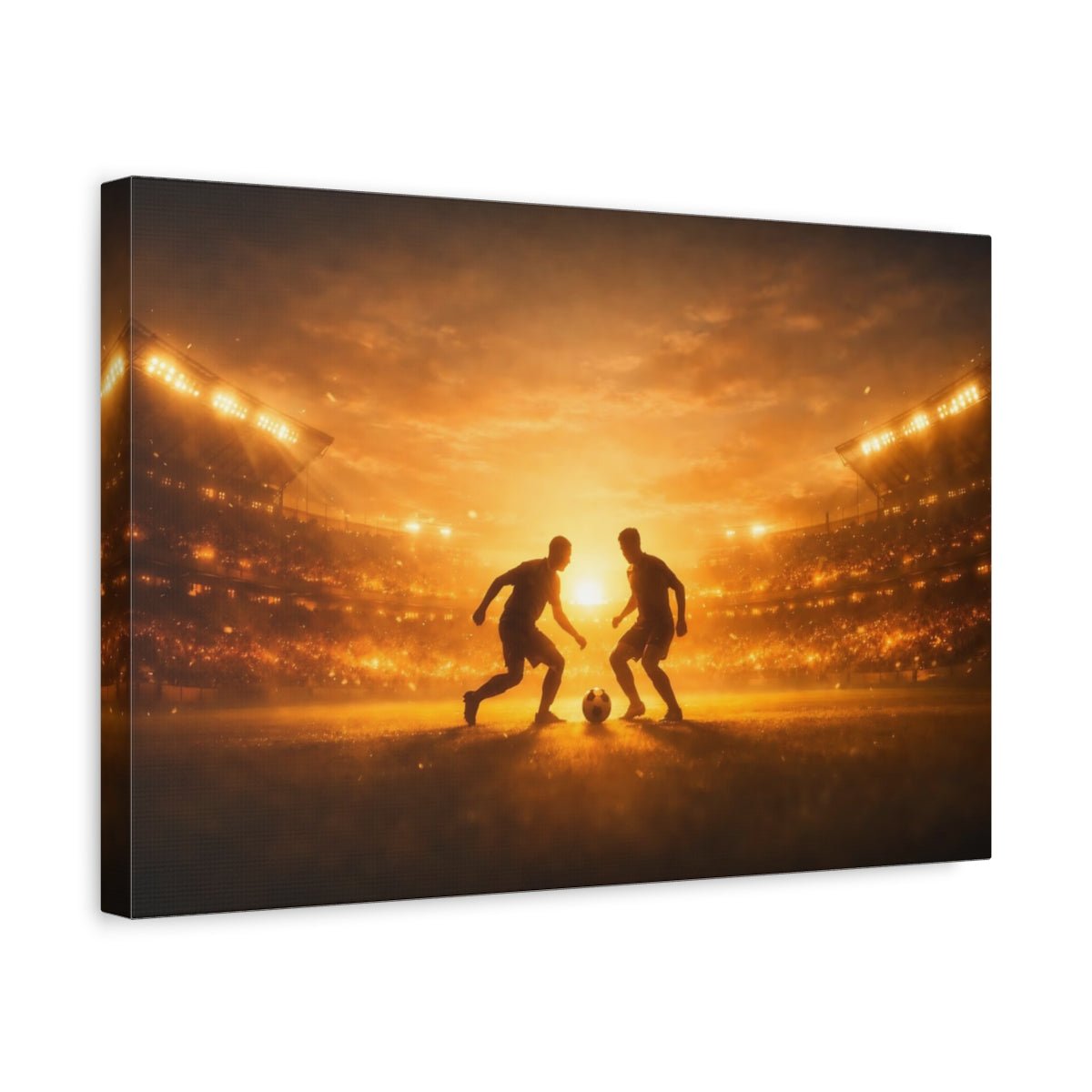 Sports Soccer Players Golden - Canvas Wall Art Print - YesArtYes
