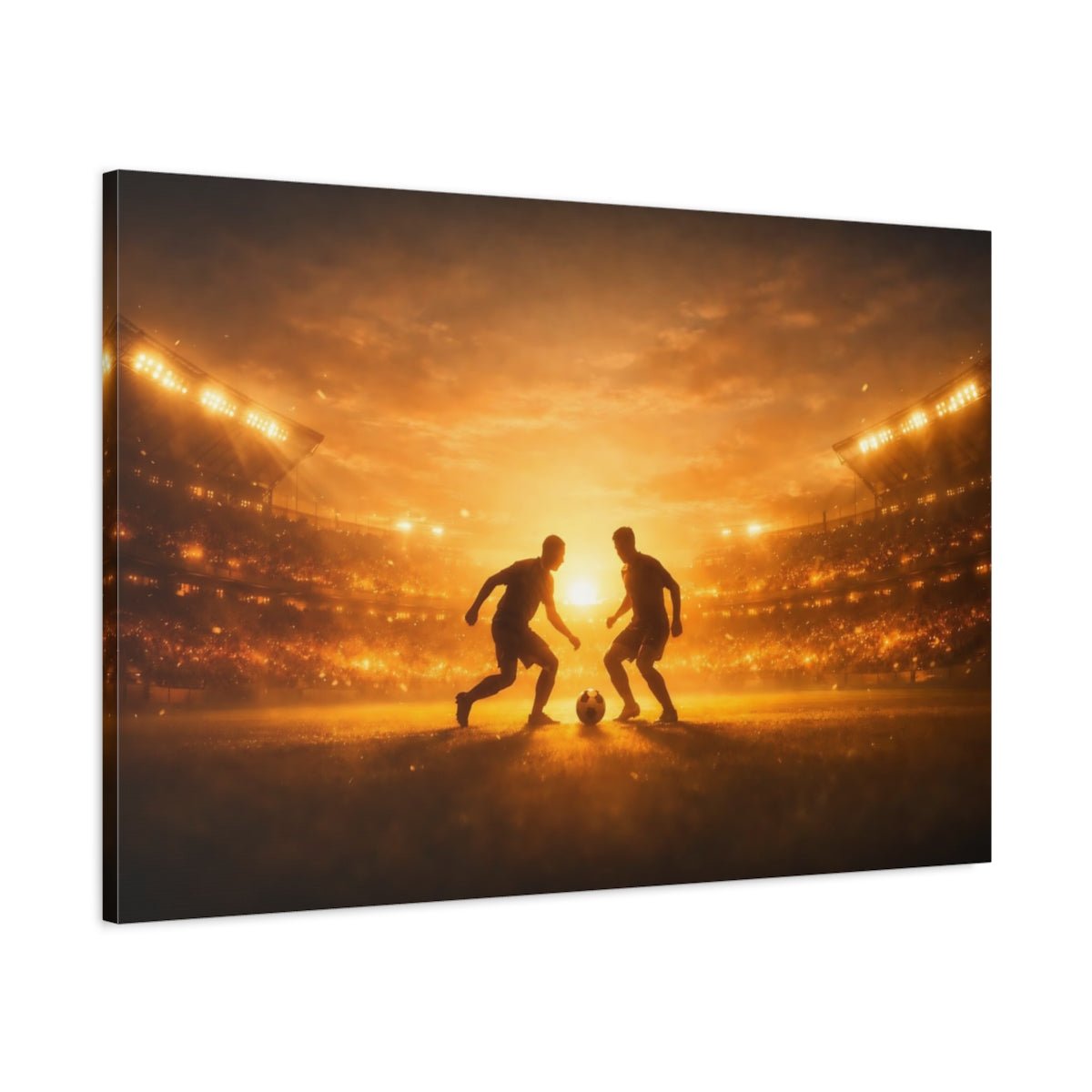 Sports Soccer Players Golden - Canvas Wall Art Print - YesArtYes