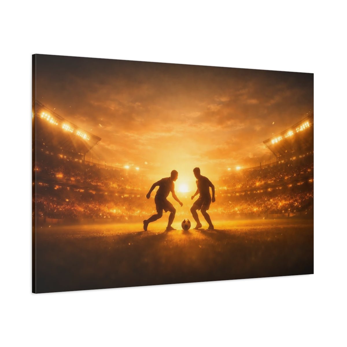 Sports Soccer Players Golden - Canvas Wall Art Print - YesArtYes