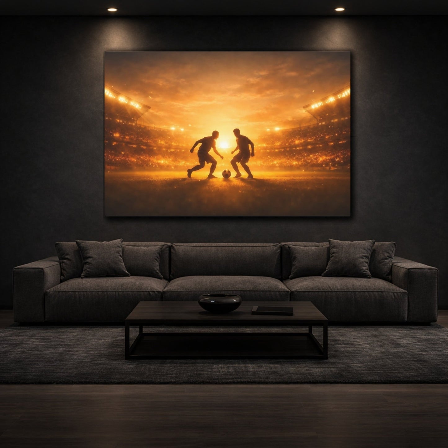 Sports Soccer Players Golden - Canvas Wall Art Print - YesArtYes