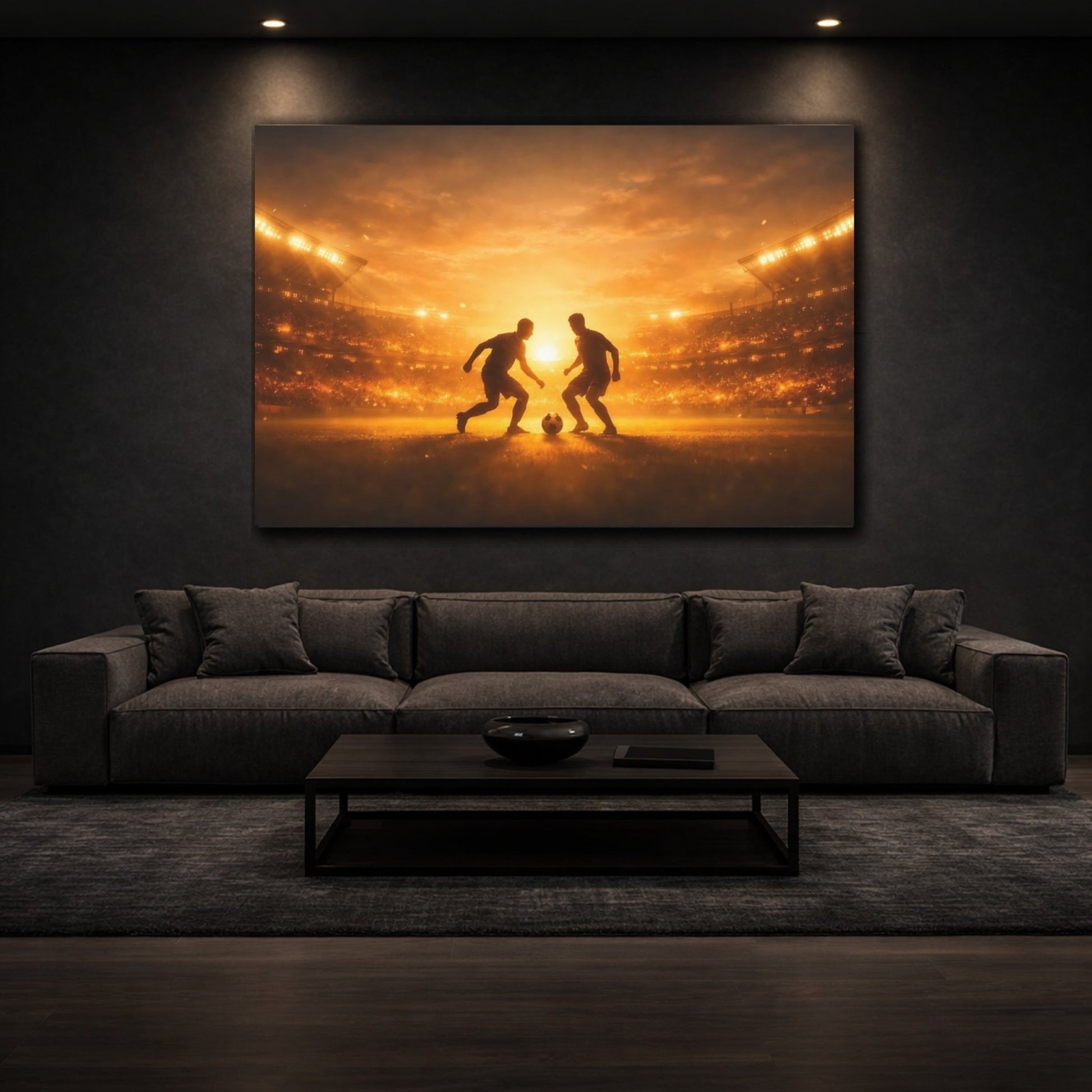 Sports Soccer Players Golden - Canvas Wall Art Print - YesArtYes