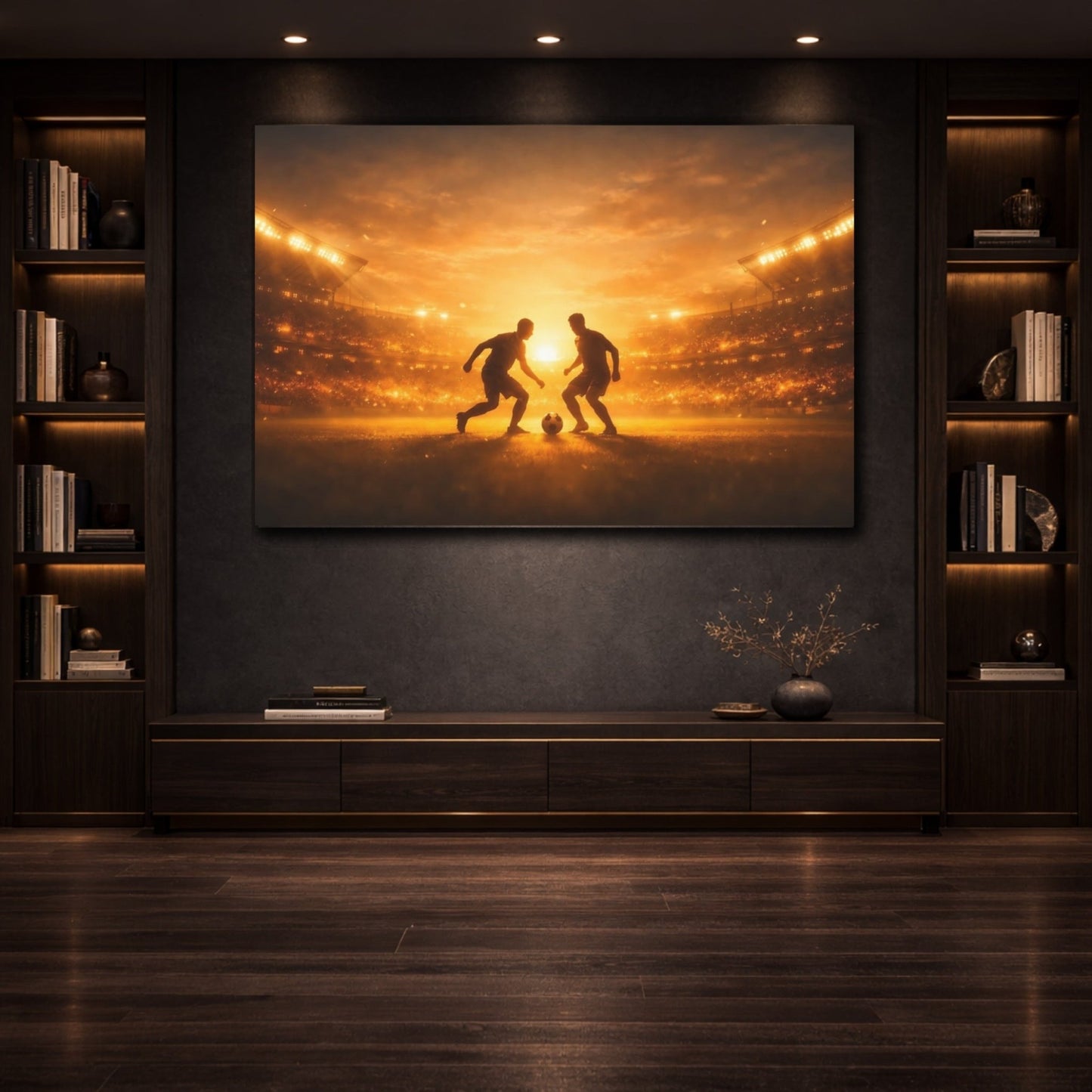 Sports Soccer Players Golden - Canvas Wall Art Print - YesArtYes